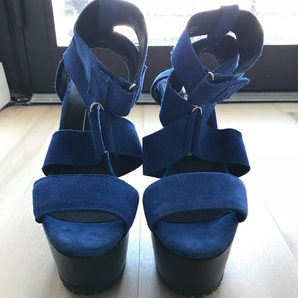 Suede platform heels Size 9 worn once - Picture 2 of 5